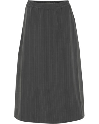 Grå Young Dame Nederdel Bymidde Dark Grey Mel Pinstripe Mix - B.young Nederdele  - 5715573477528