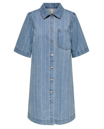 Blå Only Dame Kjole Onlasta Light Blue Denim Stripe - Only Kjoler  - 5715723059475
