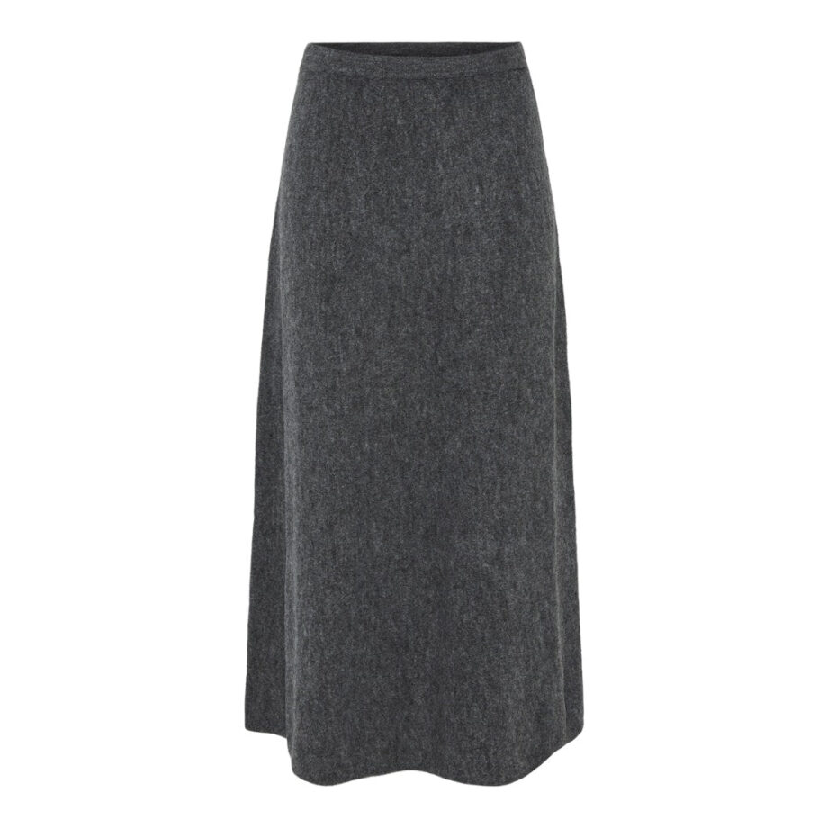 Grå Pieces Dame Nederdel Pcpiko Dark Grey Melange - Pieces Nederdele  - 5715672738438