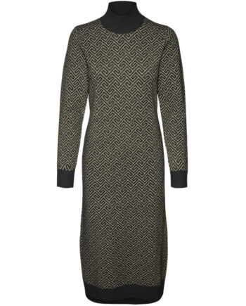 Sort Vero Moda Dame Kjole Vmaria Black Silver Mink Grafic Print - Vero Moda Kjoler  - 5715611471129
