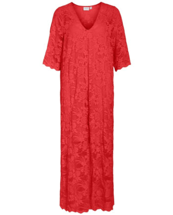 Rød Vila Dame Kjole Vilorna Poppy Red - Vila Kjoler  - 5715672662344