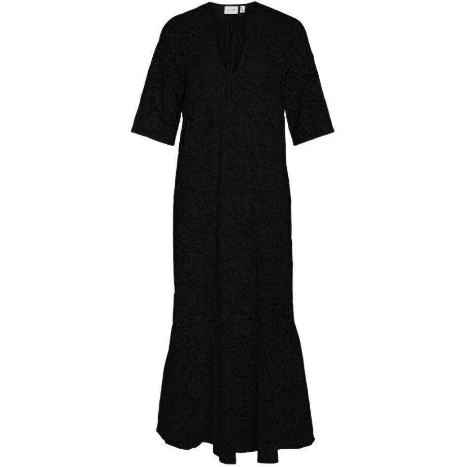 Sort Vila Dame Kjole Vinalina Black - Vila Kjoler  - 5715360246412