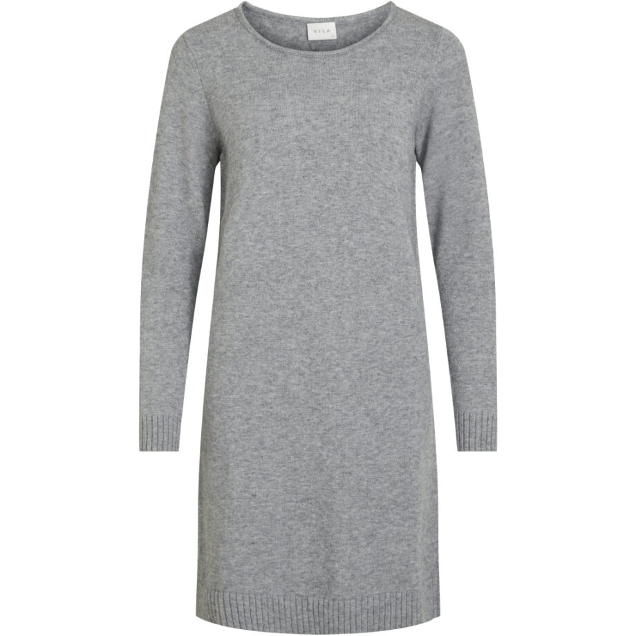 Grå Vila Dame Kjole Viril Medium Grey Melange - Vila Kjoler  - 5713784640731