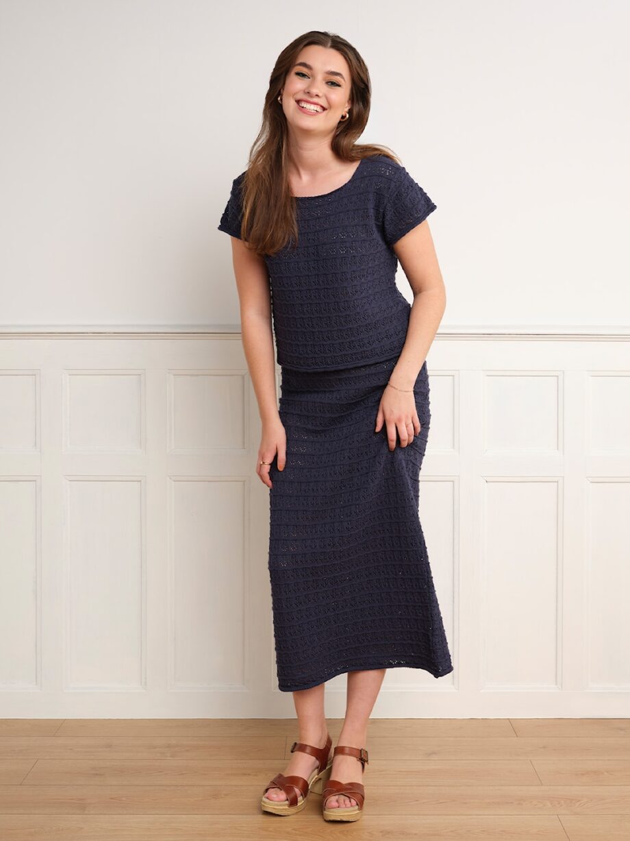 Jeans Blue Skovhuus Kvinde Strik Nederdel - Skovhuus Nederdele  - 5711419448592