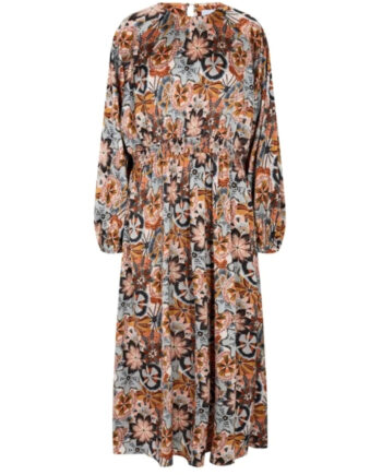 Blå Libert Dame Kjole Graffi Blue Brown Flowers - Liberté Kjoler  - 5707085466534