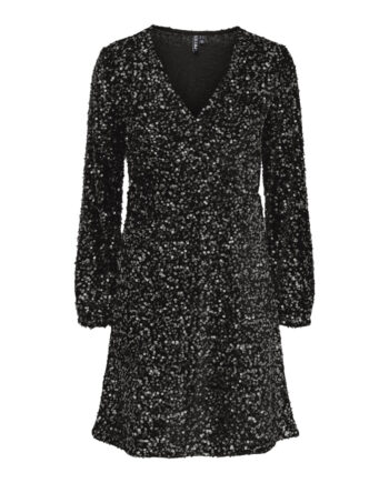 Sort Pieces Dame Kjole Pckam Black Black Sequins - Pieces Kjoler  - 5715614349074