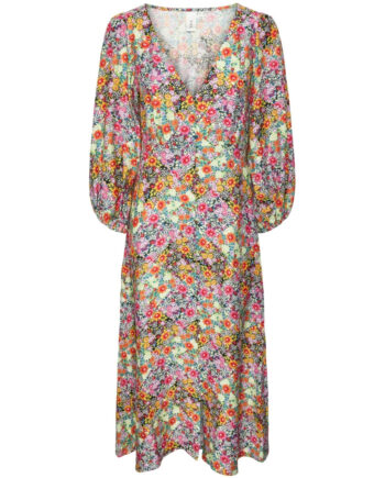 Sort Yas Dame Kjole Yasflowerfield Black Flowerfield - Y.a.s Kjoler  - 5715318342197