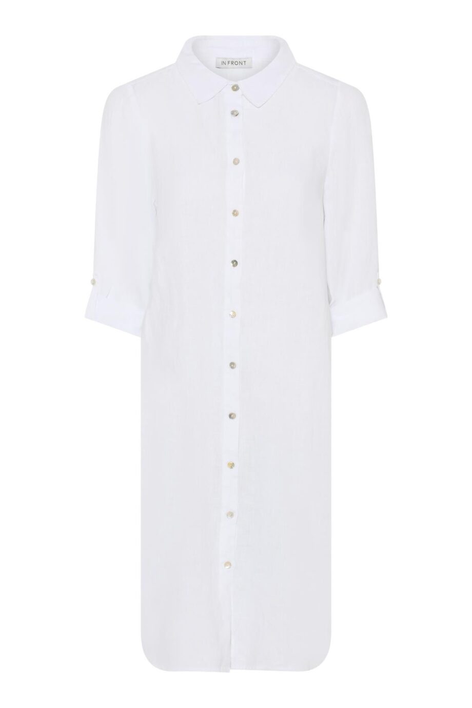 Hvid Front Lino Kjole Farve: White Størrelse: Dame - In Front Kjoler  - 5714220296277