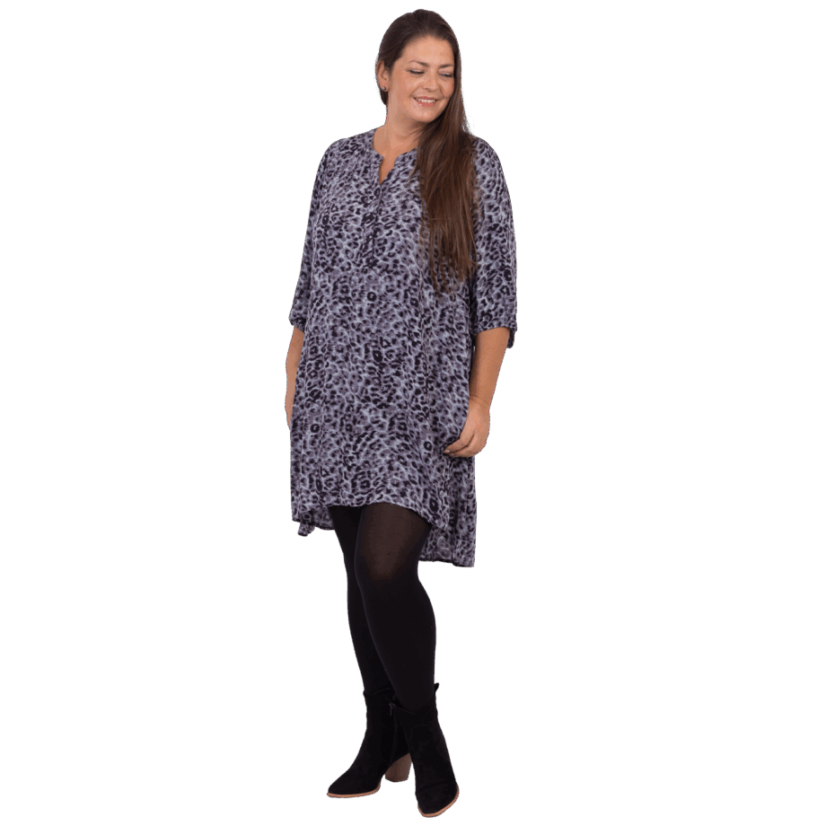 Sort Zbyz Dame Tunika Plus Size Black Animal - Zbyz Kjoler  - 5714470216193